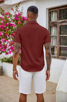 1 x RAW Customer Returns COOFANDY Men s Shirts Short Sleeve Slim Fit Casual Shirts Wrinkle Free Shirt Summer Business Shirt Casual Men s Shirt with Button Placket Formal Shirt Kent Collar Wine Red 3XL - RRP €24.99