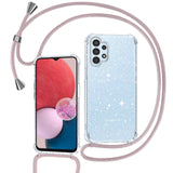 4 x Brand New Tikgue Case for Samsung Galaxy A13 4G with Lanyard, Necklace Case Glitter Transparent Glitter TPU Bumper Silicone Case with Chain Lanyard Cover - Rose Gold - RRP €36.24