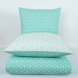 1 x RAW Customer Returns Vency bed linen 140x200 2-piece turquoise - Oeko-TEX 80 cotton 20 polyester, 1x duvet cover zip 1x pillowcase 65x65 envelope closure, puzzle model - RRP €34.9