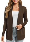 1 x RAW Customer Returns EXCHIC Women Casual Long Sleeve Knitting Cardigan Lightweight Comfortable Open Front Long Sweaters with Pockets M, Brown  - RRP €21.73