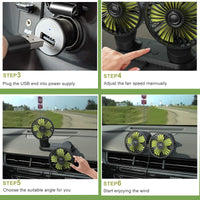 1 x RAW Customer Returns Ymenow Car Fan, 5V USB Fan Mini Fan Double Fan Car Fan with 3 Air Volume Settings 360 Degree Rotatable for Car Van SUV RV Boat - Ideal for Drivers - RRP €26.27