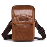 1 x RAW Customer Returns Hengwin Leather Zipper Bag Retro Shoulder Bag Phone Belt Bag Phone Holster Casual Crossbody Bag Waist Bag Brown  - RRP €24.19