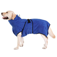 1 x RAW Customer Returns PETTOM Dog Bathrobe Microfiber Dog Towel Quick Drying Microfiber Towel Super Absorbent Comfortable and with Adjustable Straps for Pets Dogs and Cats, Blue XL  - RRP €26.22