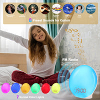 1 x RAW Customer Returns BELLALICHT Light Alarm Clock Wake Up Light, Full Screen Lighting Sunrise Simulation Dual Alarm Clock, Sleep Aid, Snooze FM Radio Multi Color Lights and Sounds for Children Adults - RRP €34.27