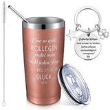 1 x RAW Customer Returns Perthlin Set of 2 Thank You Gifts for Colleagues Farewell Gift Colleague Mug Set Stainless Steel Keychain 20 oz Large Thermos with Straw Lid Brush for Job Change Rose Gold  - RRP €17.14