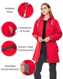 1 x RAW Customer Returns ATLASLAVA Rain Jacket Women Waterproof Hooded Transition Jacket Long with Breathable Lining Trench Coat Windbreaker Red XL - RRP €63.52