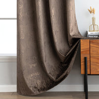 1 x RAW Customer Returns MIULEE Curtains with eyelets gold velvet curtains opaque eyelets foil print curtains gold eyelet curtains for bedroom living room set of 2 140 x 260 cm W x H brown - RRP €44.36