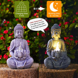 1 x RAW Customer Returns Yeomoo Buddha figures with solar lamps for decoration living room desk accessories Buddha figure Zen garden room decoration gifts for women mom birthday gift weatherproof decoration gray 20CM - RRP €30.24