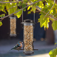 1 x RAW Customer Returns Urban Deco Hanging Bird Feeder, Metal Bird Feeder for Wild Birds, 2 Ports, Heavy Duty, Squirrel Proof, 2 Pack, Coffee - RRP €18.14