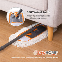 1 x RAW Customer Returns CLEANHOME wet dry mops for the household, floor mop set with 3 different washable mop pads and extendable long handle, floor mop, mop for hardwood, marble, tile floor mopping. - RRP €22.99