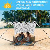 1 x RAW Customer Returns Night Cat Beach Tent Sun Shade Sail UPF 50 UV Protection with Sand Anchor Aluminum Poles for Beach Park Backyard - RRP €99.99