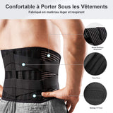 1 x RAW Customer Returns FREETOO Lumbar Support Belt for Lumbar Spine and Back Support, Relieves Pain, 4 Springs, Double Adjustable Strap, for Women and Men, S, Black - RRP €26.4