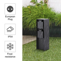 8 x RAW Customer Returns muzha garden socket column, IP44, 2-way, black, square, 2 slots, max. 3680 W garden socket, outdoor socket distributor, outdoor socket tower, stainless steel - RRP €209.68