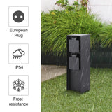 8 x RAW Customer Returns muzha garden socket column, IP44, 2-way, black, square, 2 slots, max. 3680 W garden socket, outdoor socket distributor, outdoor socket tower, stainless steel - RRP €209.68