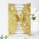 1 x RAW Customer Returns Hosmsua 20 x Gold Glitter Laser Cut Butterfly Lace Flora Wedding Invitations with Envelopes for Birthday, Wedding, Engagement, Wedding Invitation Cards 20pcs  - RRP €33.64