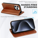 1 x RAW Customer Returns SHIELDON Case for iPhone 15 Pro Max, Cell Phone Case Genuine Leather Card Slot Magnet Stand RFID Blocker Shockproof Protective Case TPU Leather Case Compatible with iPhone 15 Pro Max 6.7 - Brown - RRP €30.99