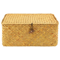 1 x RAW Customer Returns PINGEUI Set of 3 Storage Baskets with Lid, Woven Rattan Multifunctional Storage Baskets for Living Room Kitchen Large Medium Small - RRP €24.59