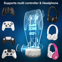 1 x RAW Customer Returns Luminous Headphone and Controller Holder, 3D LED Lights, Headphone Gamepad Stand, Game Controller Hanger for All Universal Gaming PC Accessories, Xbox PS4 PS5 Nintendo ONE Switch - RRP €34.58