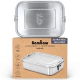 1 x RAW Customer Returns Bambaw Lunch Box 1400 ml in Steel Heated Lunch Box Separate Internal Divider Large Eco-Friendly Lunch Box Large Airtight Container Office Lunch Kit Steel Lunch Box - RRP €28.72