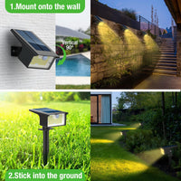 1 x RAW Customer Returns nipify 3 Pack Solar LED Spotlights Outdoor with Motion Sensor, 62 LED 3 Modes Powerful Solar Garden Lights, IP65 Waterproof Solar Street Lights for Yard, Driveway, Warm White - RRP €33.62