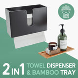 1 x RAW Customer Returns Wooden Paper Towel Dispenser - Wall and Table Towel Holder for C-Folded, Z-Folded and Interfolded Napkins Natural Bamboo, Standard Black, Top  - RRP €34.97