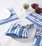 1 x RAW Customer Returns Encasa Cloth Napkins Set of 12 Franca Blue Stripes Ecological Recycled Cotton Size 43x43cm Napkins for dining table decoration, washable and reusable - RRP €26.48