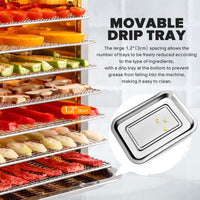 1 x RAW Customer Returns Kwasyo stainless steel dehydrator with recipe booklet, dehydrator temperature control from 30-90 , timer function of 24h drying time, BPA-free, dehydrator for fruit, meat, fruit dryer, vegetables, herbs 8 levels  - RRP €169.99