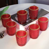 1 x RAW Customer Returns Red Table Centerpiece Votive Candle Holders, Set of 12, Bulk Pack Tealight Holders with Gold Rim, Glass Tealight Candle Holders for Christmas, Holiday and Dating Decoration - RRP €20.68