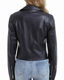 1 x RAW Customer Returns DIASHINY Black Faux Leather Short Jacket for Women PU Slim Zip Up Moto Biker Coat Short Motorcycle Jacket 013 Small - RRP €49.99