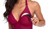 1 x RAW Customer Returns EastElegant One Piece Breastfeeding Swimwear Bikini Breastfeeding Swimwear, Wine Red, L - RRP €99.0