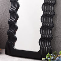 1 x Brand New Funerom 16 x 10 Wavy Mirror Aesthetic Mirror Funky Mirror Wave Mirror Rectangular Black - RRP €18.78