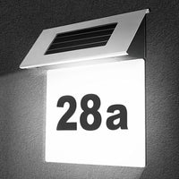 2 x RAW Customer Returns Solar illuminated house number, solar stainless steel LED twilight sensor house number plate, solar house number light with 4 LEDs for house garden door sign - RRP €36.18