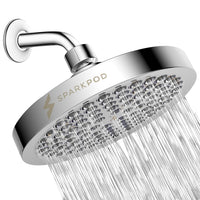 1 x RAW Customer Returns SparkPod Fixed Shower Head - High Pressure Rain - Luxury Modern Chrome Look - Easy Tool Free Installation - The Perfect Adjustable Replacement Chrome, 15cm Round  - RRP €49.95