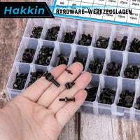 1 x RAW Customer Returns Hakkin 1250pcs M2 M3 M4 M5 countersunk head screws set hexagon screws carbon steel hexagon socket threaded screws set hexagon button screws and washers assortment kit black - RRP €26.11