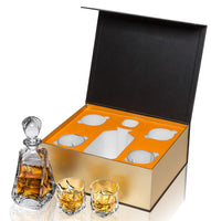 1 x RAW Customer Returns KANARS Whiskey Decanter and Glasses, 650 ml Whiskey Decanter with 4 Glasses 210 ml for Scotch, Martini, Cognac, Bourbon, Cocktail, Exquisite Gift Box, 5-Piece Set - RRP €59.99