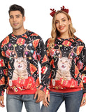 1 x RAW Customer Returns IDGREATIM Men Novelty 3D Cat Graphic Christmas Sweatshirts Pullover Knitted Sweater Long Sleeve Sweater Black S - RRP €30.13