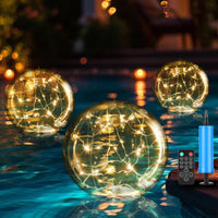 1 x RAW Customer Returns Heimthal Solar Pool Lighting Floating Lamps, up to 37cm pond decoration for outdoors IP68 LED balls garden solar pond lighting 2pcs warm white - RRP €42.35