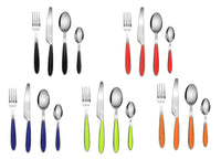 1 x RAW Customer Returns Exzact Stainless steel cutlery set with a plastic holder 24 pieces - colored handles - 6 forks, 6 knives, 6 spoons, 6 teaspoons - green EX07 x 24  - RRP €27.22