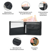 1 x RAW Customer Returns DONBOLSO Slim Verona Wallet with Money Clip - Wallet Men Leather RFID Blocker Card Case - Bifold Real Leather Wallet Men with Card Holder - 9.2x12.7x2.3 cm - Nappa Black - RRP €40.99