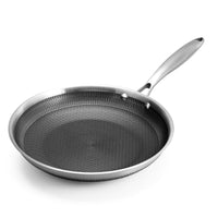 1 x RAW Customer Returns Tieplis stainless steel frying pan honeycomb structure 24 cm, hybrid non-stick honeycomb pan with stainless steel handle, dishwasher and oven safe, compatible with all types of stoves - RRP €30.24