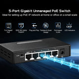 1 x RAW Customer Returns Binardat 5 Port Gigabit POE Switch, 4 POE Ports 1000Mbps, 1 Gigabit Uplink, IEEE802.3af at, 65W Power Supply, Mini Metal Case Unmanaged Plug and Play - RRP €29.99