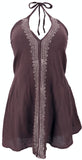 1 x RAW Customer Returns GURU SHOP Mini dress, halterneck dress, long top, women, brown, cotton, size 38 - RRP €23.09