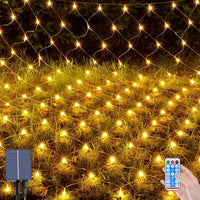 1 x RAW Customer Returns OPAHUTER 198 LEDs solar light net outdoor, 2 x 3 m waterproof fairy lights net, remote control fairy lights curtain with 8 modes, solar light net for Christmas, wedding, window bushes - RRP €23.18