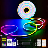 1 x RAW Customer Returns RGBIC 5m LED Neon Strip WIFI 12V Dimmable Outdoor 96 LED M App Control IP67 Waterproof Alexa LED Neon Strip Outdoor Compatible with Alexa and Google - RRP €55.99