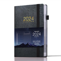 1 x Brand New TDOLISSTE - Calendar 2024 appointment planner, A5 agenda book calendar 366-page daily plan and 24-page monthly plan, pen loop and inner pocket, hardcover cover faux leather - RRP €13.07