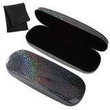 1 x RAW Customer Returns Glasses Case Hard Shell Glitter Case Unisex Black Glasses Case with Cleaning Cloth Sunglasses Box for Women Men - RRP €7.76