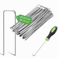 1 x RAW Customer Returns Graxury 400 pieces 15cm 3mm heavy garden nails steel posts - galvanized steel staples for securing weed fleece, nets and pipes with 1 hook - RRP €51.98