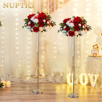 1 x RAW Customer Returns NUPTIO Wedding Vases Centerpieces 2 Pack 100cm Tall Silver Vase for Flowers Crystal Flower Stand Metal Weddings Centerpieces for Birthday Party Anniversary Aisle Living Room Decoration - RRP €60.98