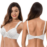 1 x RAW Customer Returns Curve Muse Plus Size Unlined Underwire Lace Bra with Padded Shoulder Straps-2 Pack-Cream Print,Black Print-85D - RRP €35.44