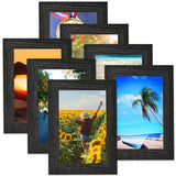 2 x Brand New Herboom set of 7 picture frames 10 x 15 cm with non-marking nails, photo frames with wood grain, plexiglass, light black wood for bedroom, living room, study, etc. - RRP €20.14